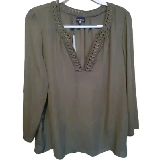 Zenobia Tops - Zenobia Olive green blouse NWT